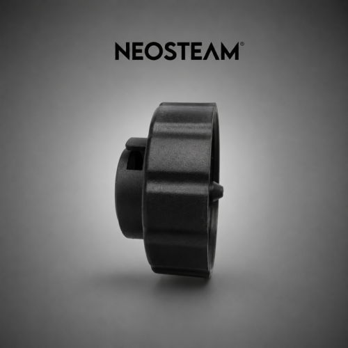 27 1 - NeoSteam Black plastic rotary knob with a ribbed edge, shown in a product shot with the Neosteam logo above.