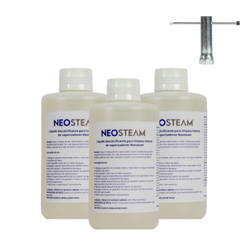 Kit 3 Líquidos descalcificante NEOSTEAM®+ Chave de limpeza