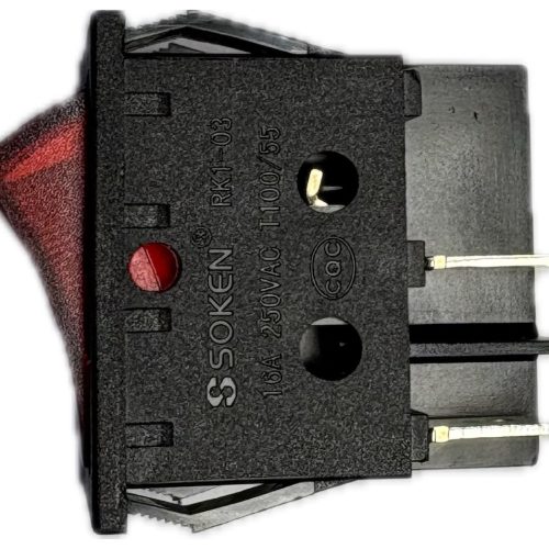 WhatsApp Image 2026-08-19 at 112822 - NeoSteam Panel-mount electrical switch: black rectangular body with a small red circular button on the left and metal terminals visible on the right side.